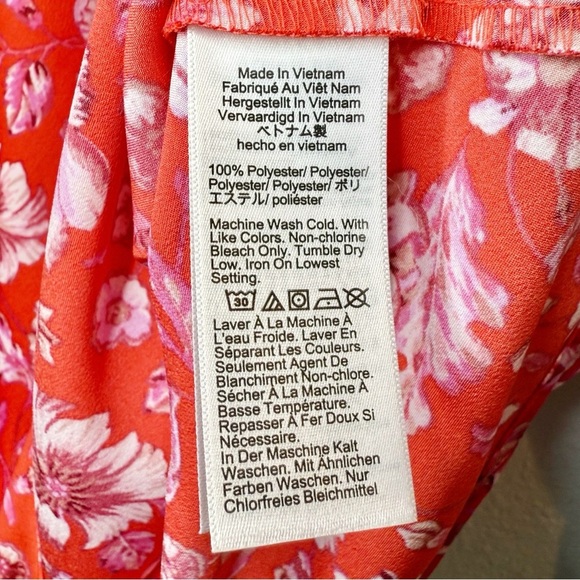 J. Crew Winter Garden Red Floral Poppy Ruffle Flare Women’s Blouse Sz M - Picture 6 of 10